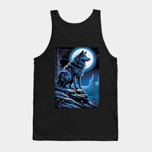 Wolf and Full Moon Tank Top